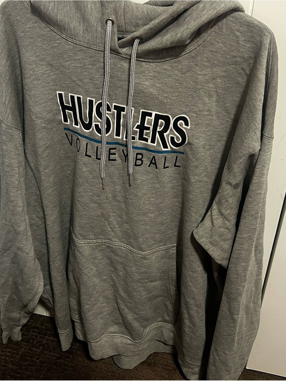 Hustlers Gray Crewneck Sweatshirt - Volleyball Graphic